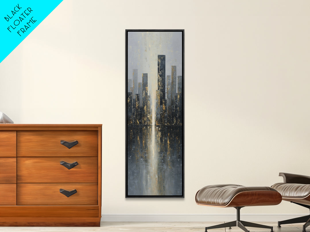 Modern City Skyline Framed Canvas Print, Living Room Art, 3 Piece Wall Art, Living Room Decor, Abstract Art, Living, LIR-1x3-34