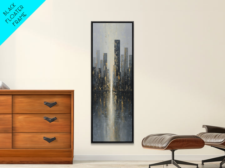 Modern City Skyline Framed Canvas Print, Living Room Art, 3 Piece Wall Art, Living Room Decor, Abstract Art, Living, LIR-1x3-34