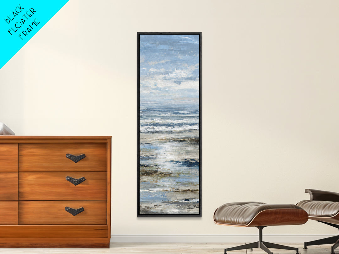 Moody Seascape for Dramatic Focal Point Canvas Print, Living Room Art, Neutral Decor, Living Room Decor, Fine Art, Living, LIR-1x3-42