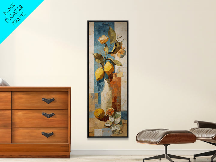 Warm Mediterranean Lemon Still Life Canvas Print, Living Room Art, Abstract Wall Art, Living Room Decor, Watercolor Art, Living, LIR-1x3-6