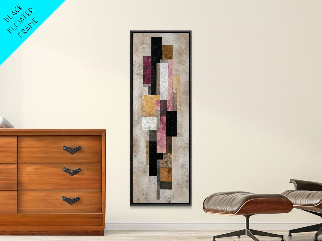 Mid Century Geometric Artwork Canvas Print, Living Room Art, Pet Portraits, Living Room Decor, Abstract Art, Living, LIR-1x3-68