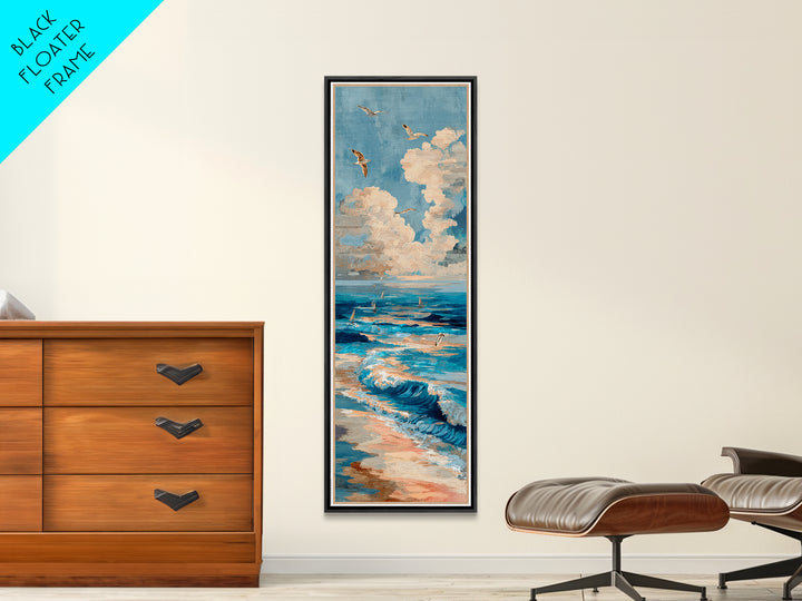 Coastal Aerial Shoreline Framed Canvas Print, Living Room Art, Gallery Decor, Living Room Decor, Fine Art, Living, Wall Art, LIR-1x3-71
