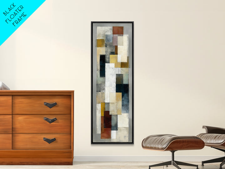 Mid Century Geometric Artwork Framed Canvas Print, Living Room Art, Oversized Wall Art, Living Room Decor, Abstract Art, Living, LIR-1x3-92