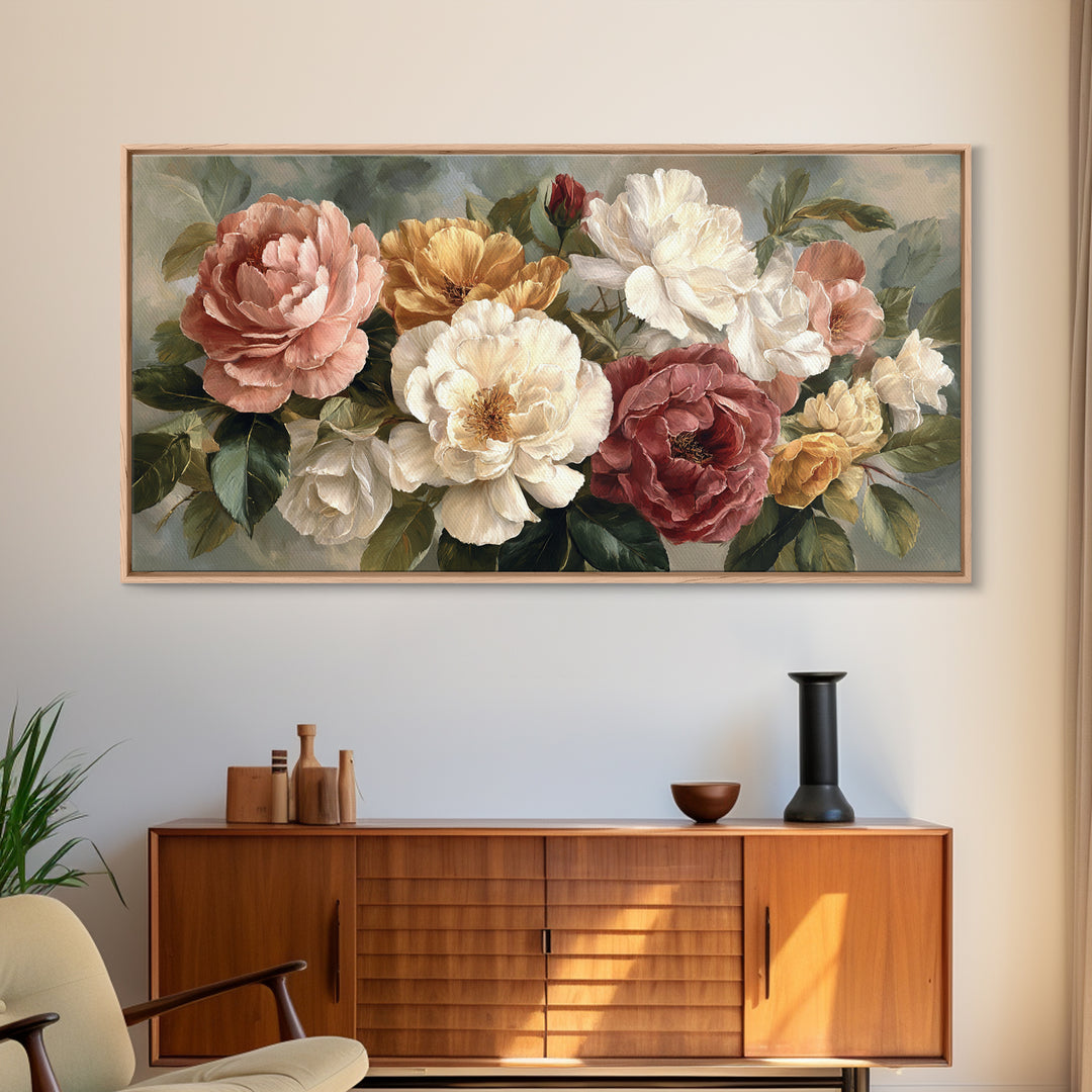 Botanical Vase Painting Canvas Print, Living Room Art, Textured Painting, Living Room Decor, Fine Art, Living, LIR-2x1-22