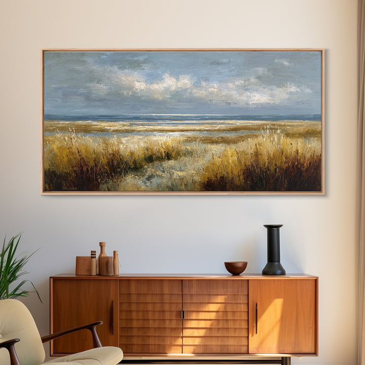 Modern Landscape with Expansive Calm Sky Framed Canvas Print, Living Room Art, Printable Wall Art, Living Room Decor, Living, LIR-2x1-23
