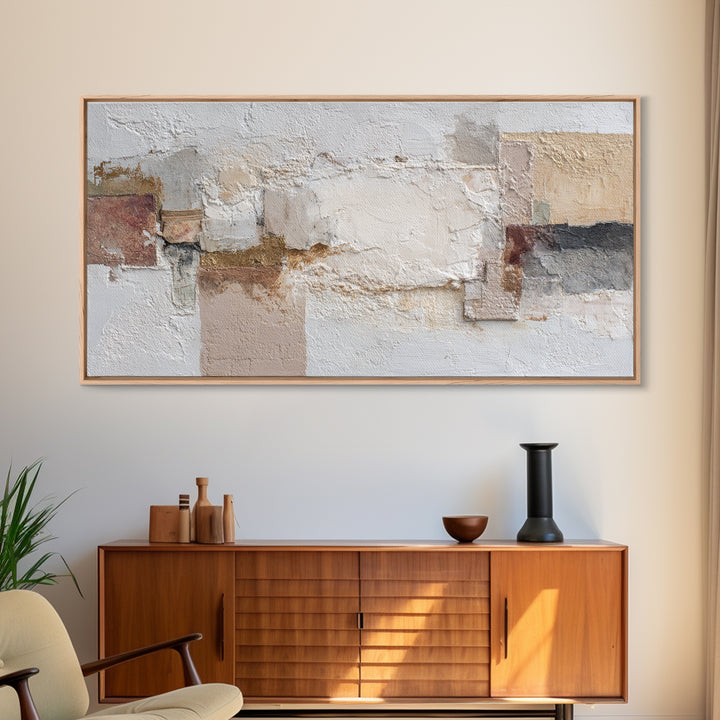Textured Plaster Abstract Framed Canvas Print, Living Room Art, Printable, Living Room Decor, Fine Art, Living, Printable Art, LIR-2x1-25
