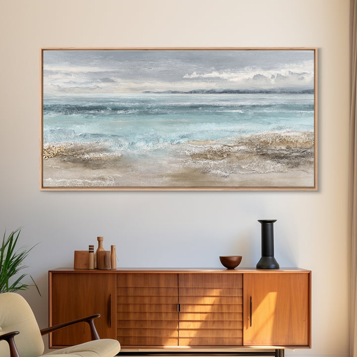 Moody Seascape for Dramatic Focal Point Canvas Print, Living Room Art, Living Room Decor, Abstract Art, Living, LIR-2x1-26