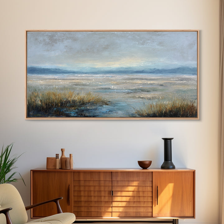 Quiet Meadow Landscape Framed Canvas Print, Living Room Art, Printable, Living Room Decor, Oil Painting, Living, Printable Art, LIR-2x1-43