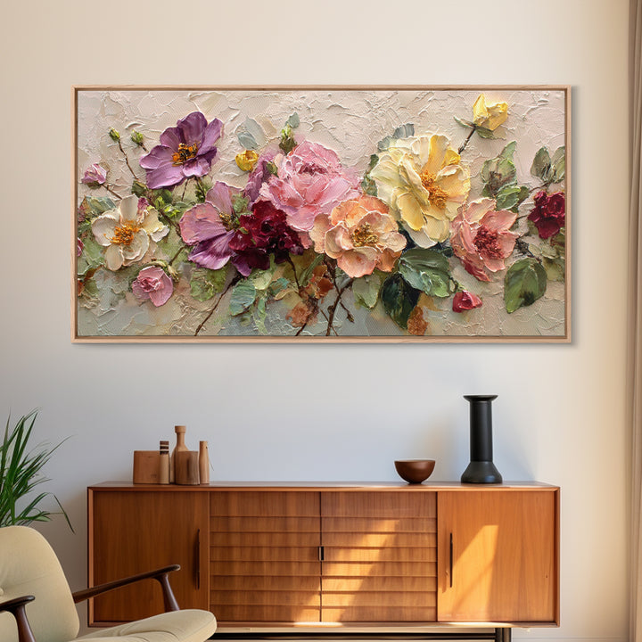 Botanical Vase Painting Framed Canvas Print, Living Room Art, Art, Living Room Decor, Living, Art Nouveau, Abstract Art, LIR-2x1-46