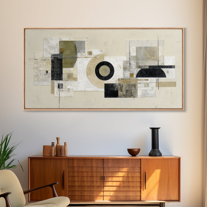 Black and White Architectural Arch Composition Canvas Print, Living Room Art, Abstract Art, Living Room Decor, Living, LIR-2x1-51