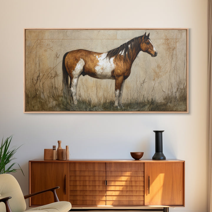 Contemporary Horse Portrait Canvas Print, Living Room Art, Painting, Living Room Decor, Fine Art, Living, Bedroom Decor, LIR-2x1-54