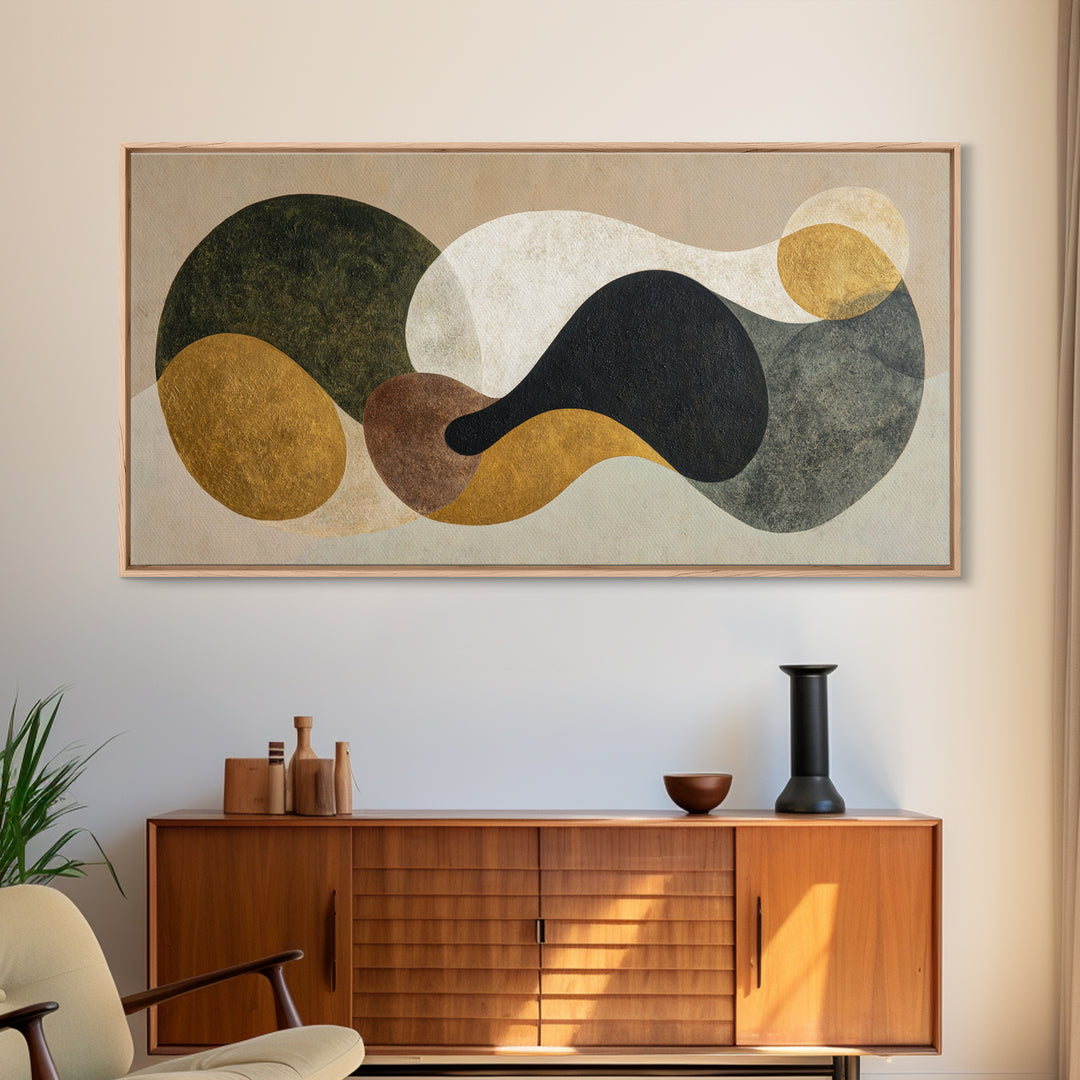 Abstract Organic Shapes Framed Canvas Print, Living Room Art, Abstract Wall Art, Living Room Decor, Abstract Art, Living, LIR-2x1-59