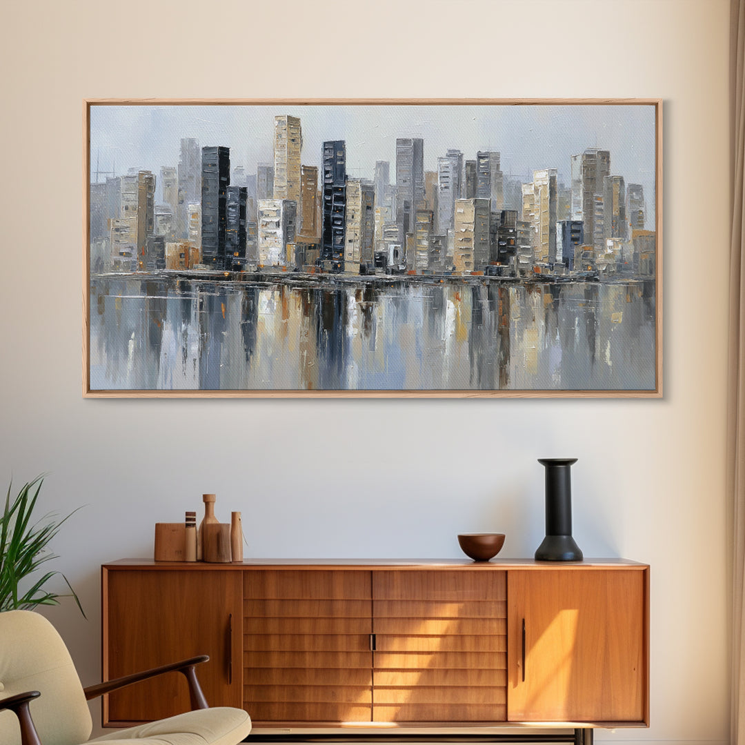 Modern City Skyline Canvas Print, Living Room Art, Home Decor, Living Room Decor, Abstract Art, Living, Large Wall Art, LIR-2x1-66