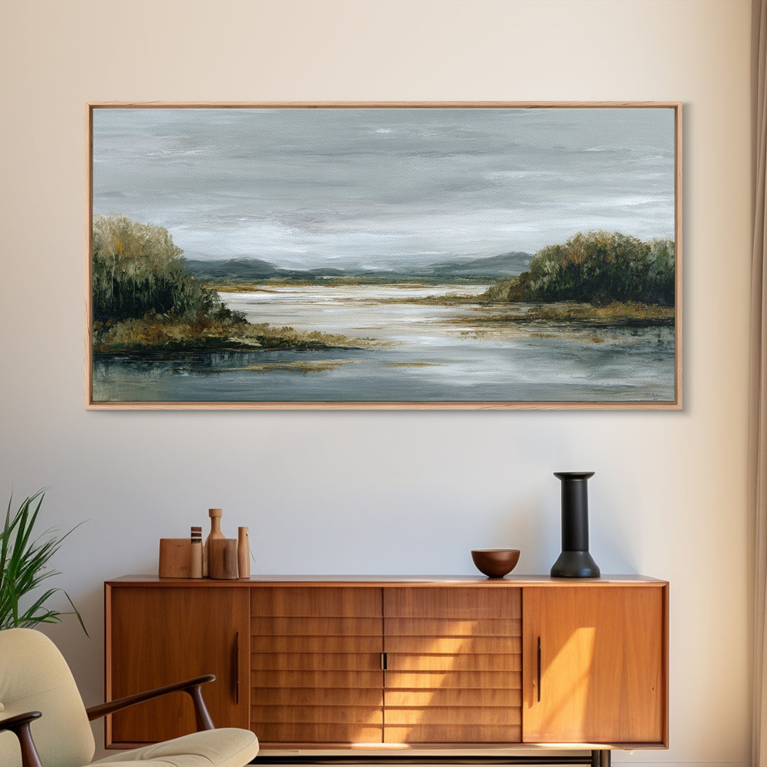 Quiet Meadow Landscape Framed Canvas Print, Living Room Art, Gallery Decor, Living Room Decor, Fine Art, Living, Wall Art, LIR-2x1-67