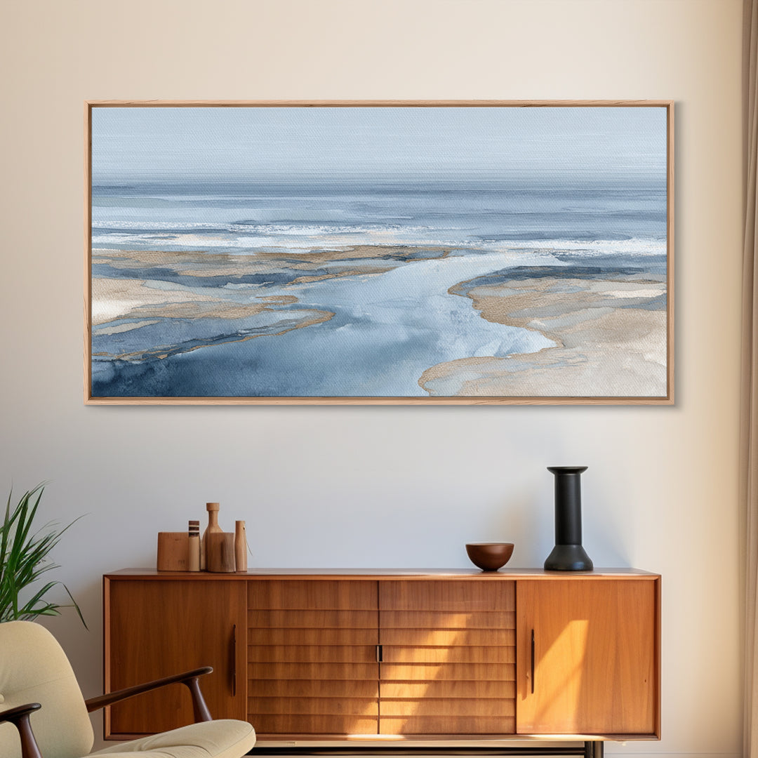 Coastal Aerial Shoreline Framed Canvas Print, Living Room Art, Digital Prints, Living Room Decor, Living, Apartment Decor, LIR-2x1-7