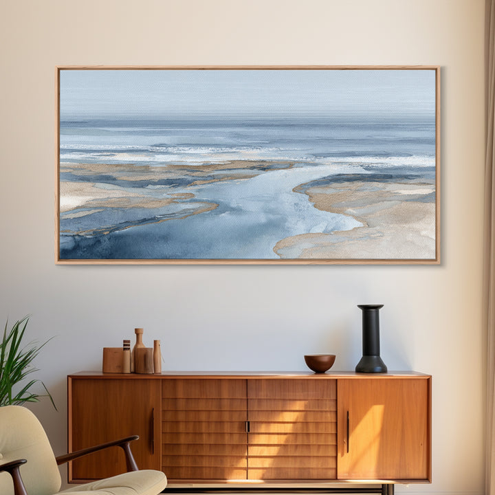 Coastal Aerial Shoreline Framed Canvas Print, Living Room Art, Digital Prints, Living Room Decor, Living, Apartment Decor, LIR-2x1-7
