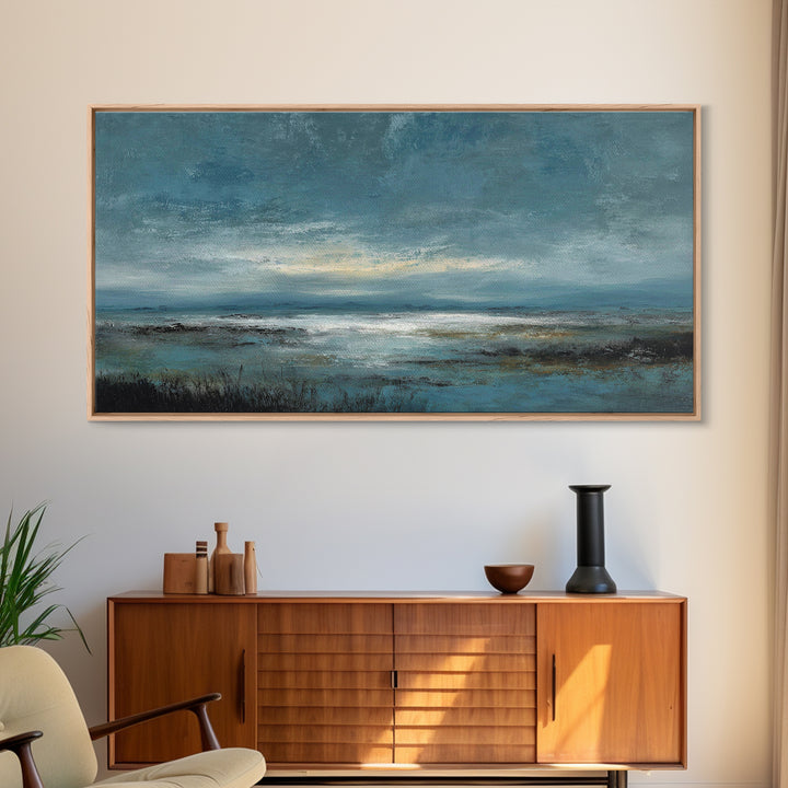 Modern Landscape with Expansive Calm Sky Canvas Print, Living Room Art, Dopamine Decor, Living Room Decor, Fine Art, Living, LIR-2x1-71