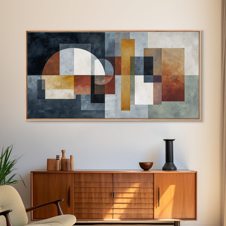 Mid Century Geometric Artwork Canvas Print, Living Room Art, Bedroom Decor, Living Room Decor, Living, Bedroom Wall Art, LIR-2x1-76