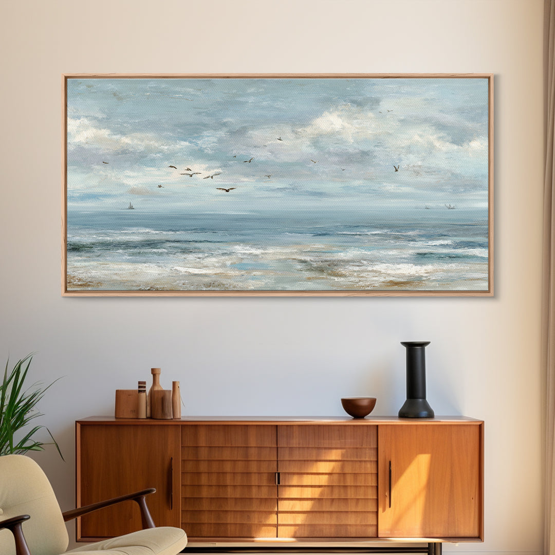 Coastal Aerial Shoreline Framed Canvas Print, Living Room Art, Living Room Wall Art, Living Room Decor, Fine Art, Living, LIR-2x1-79
