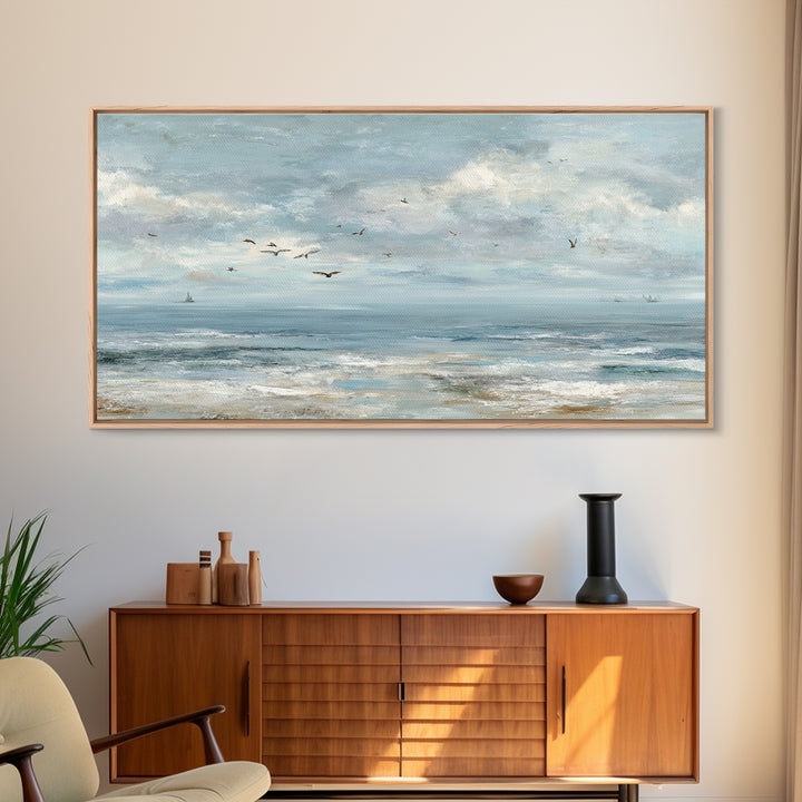 Coastal Aerial Shoreline Framed Canvas Print, Living Room Art, Living Room Wall Art, Living Room Decor, Fine Art, Living, LIR-2x1-79