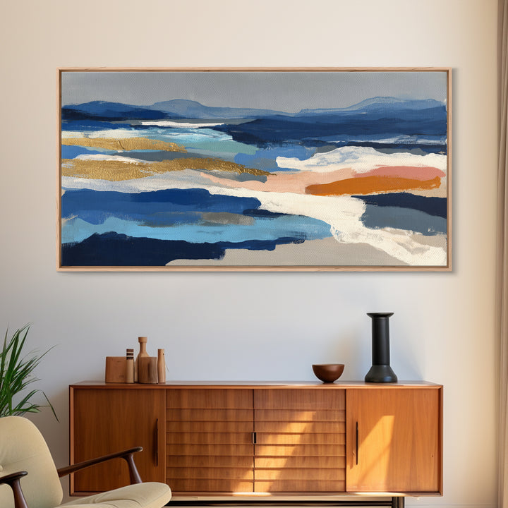 Gold Accented Abstract Brushwork Canvas Print, Living Room Art, Digital Prints, Living Room Decor, Abstract Art, Living, LIR-2x1-82