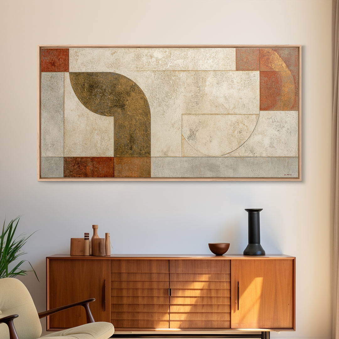Textured Plaster Abstract Framed Canvas Print, Living Room Art, Pet Portraits, Living Room Decor, Abstract Art, Living, LIR-2x1-97