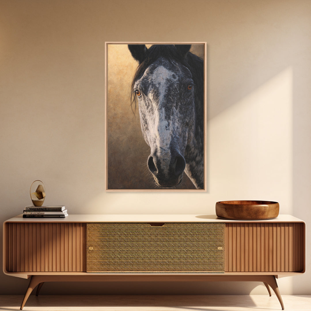 Contemporary Horse Portrait Framed Canvas Print, Living Room Art, Home Decor, Living Room Decor, Fine Art, Living, LIR-2x3-18