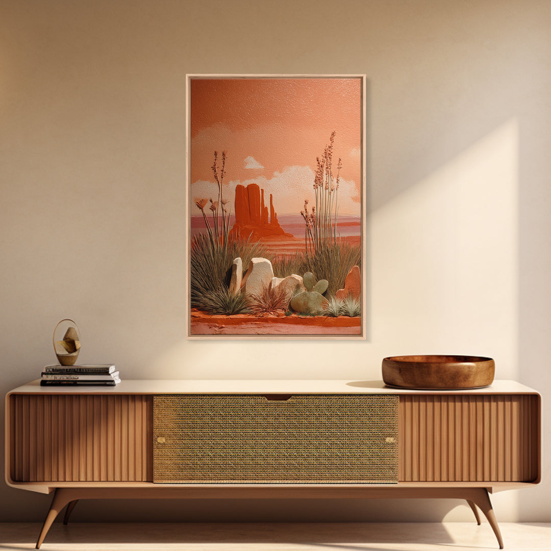 Earthy Desert Landscape Framed Canvas Print, Living Room Art, Art Nouveau, Living Room Decor, Fine Art, Living, Modern Wall Art, LIR-2x3-20