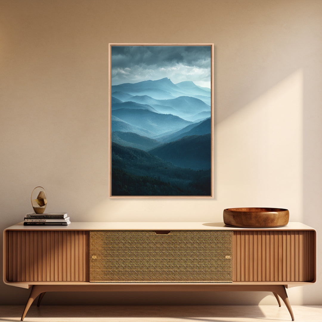 Classic Mountain Panorama for Cozy Interiors Framed Canvas Print, Living Room Art, Modern Decor, Living Room Decor, Living, LIR-2x3-24