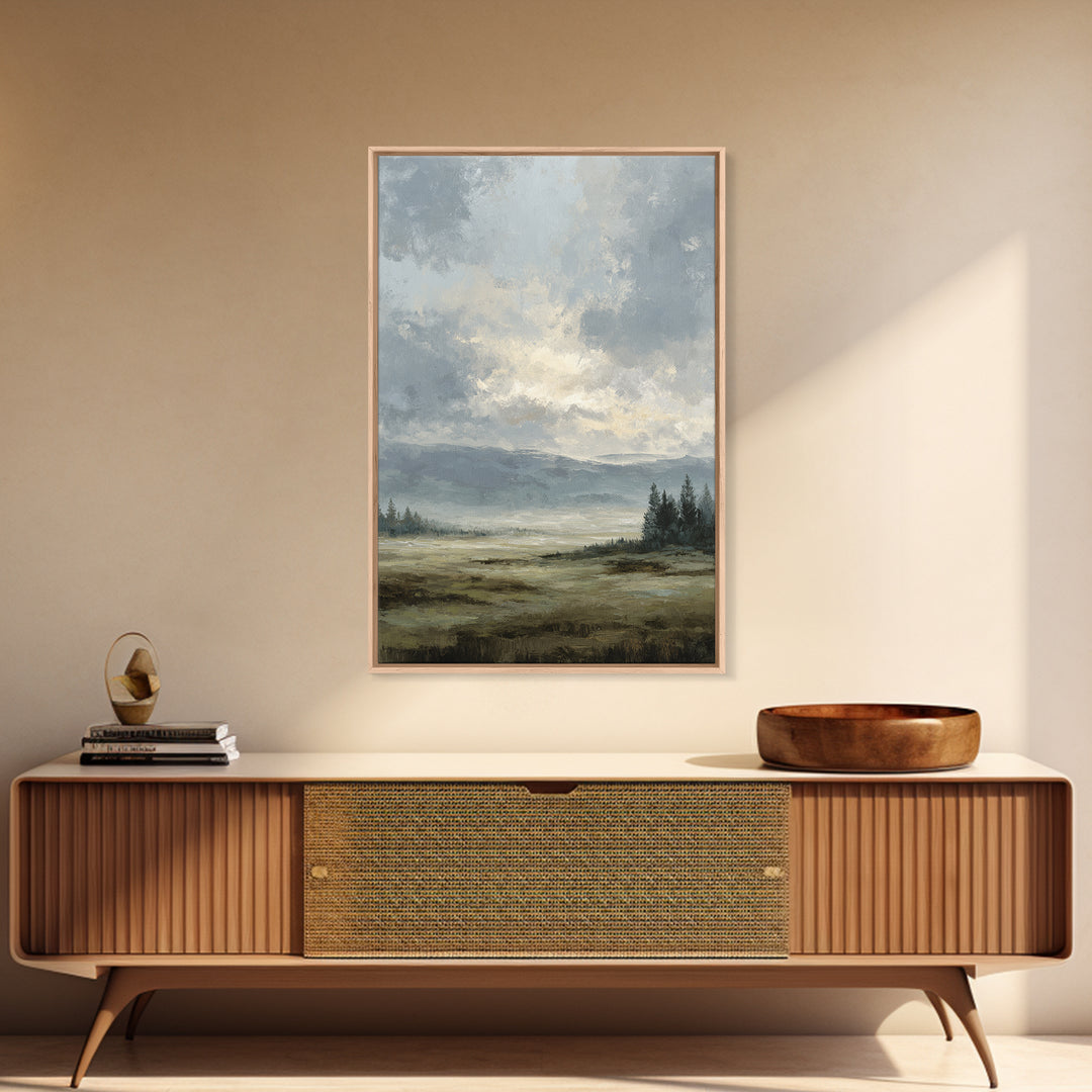 Modern Landscape with Expansive Calm Sky Canvas Print, Living Room Art, Printable Wall Art, Living Room Decor, Fine Art, Living, LIR-2x3-35