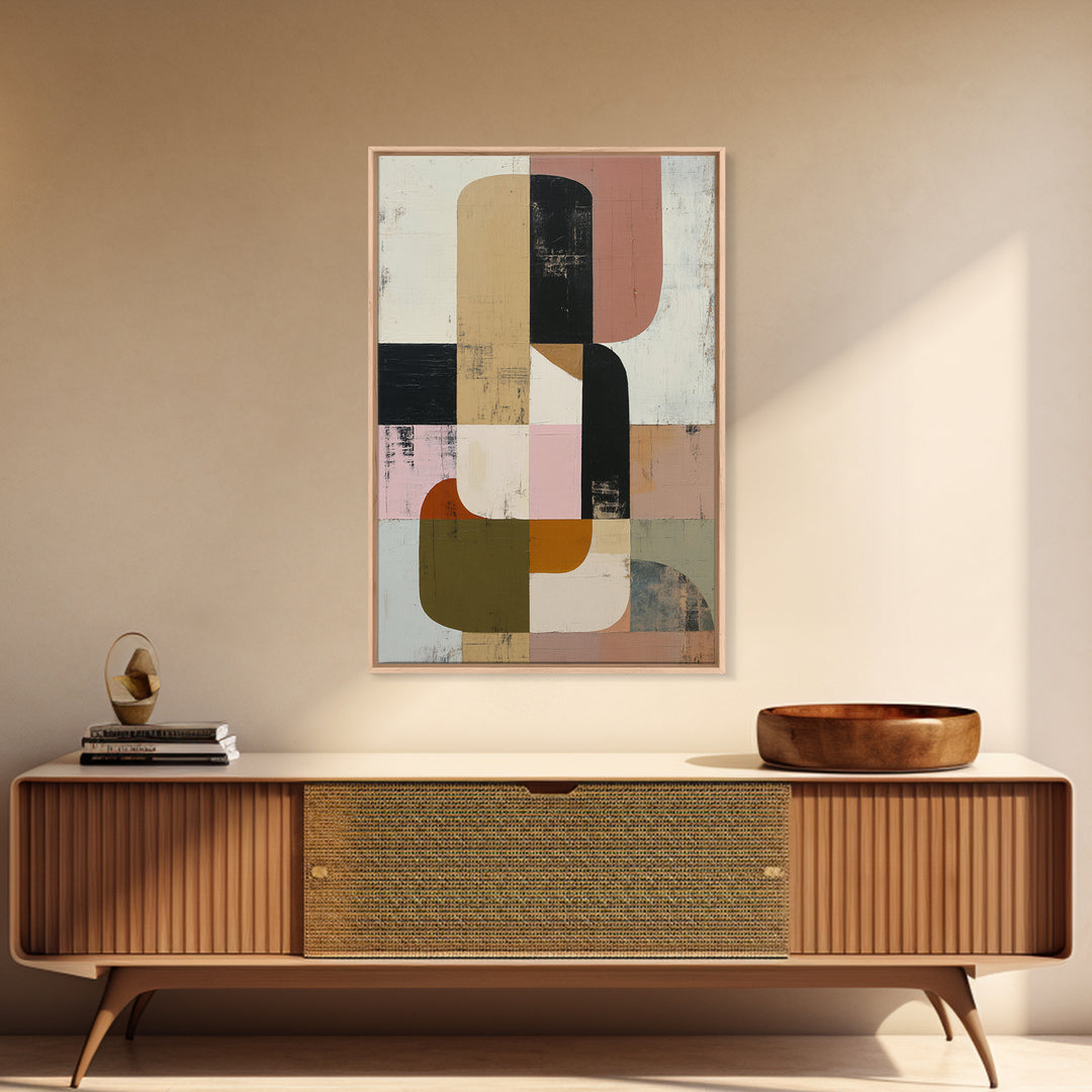 Mid Century Geometric Artwork Canvas Print, Living Room Art, Contemporary Art, Living Room Decor, Abstract Art, Living, LIR-2x3-40