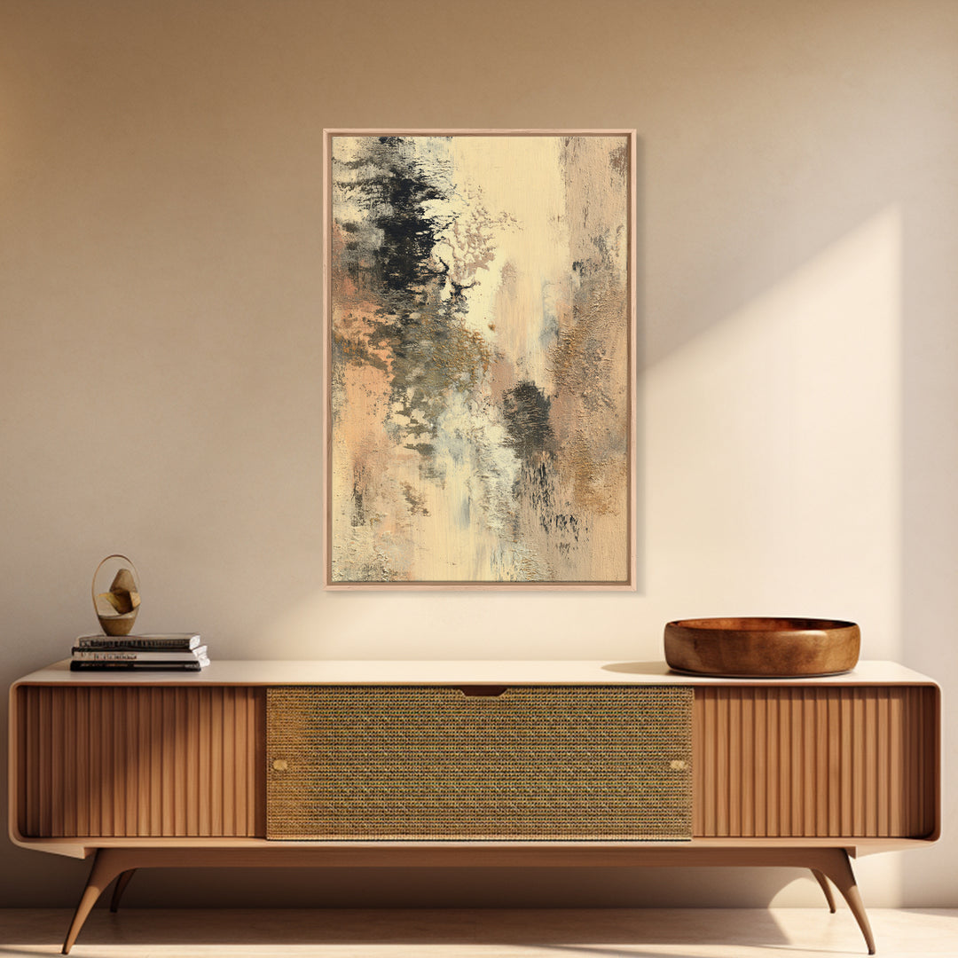 Gold Accented Abstract Brushwork Framed Canvas Print, Living Room Art, Art, Living Room Decor, Fine Art, Living, Art Nouveau, LIR-2x3-46