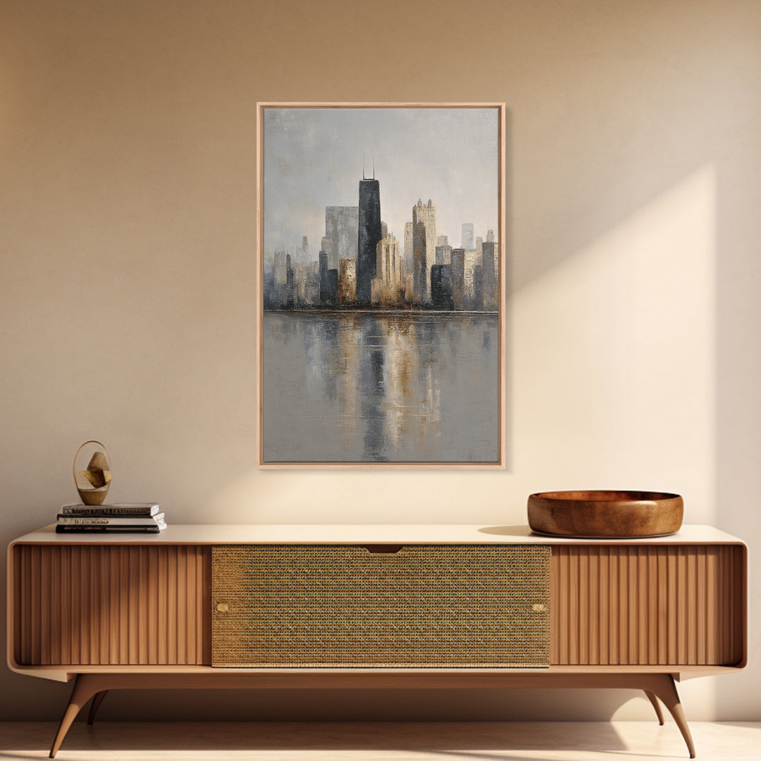Modern City Skyline Canvas Print, Living Room Art, Living Room Decor, Abstract Art, Living, Bedroom Decor, Apartment Decor, LIR-2x3-54