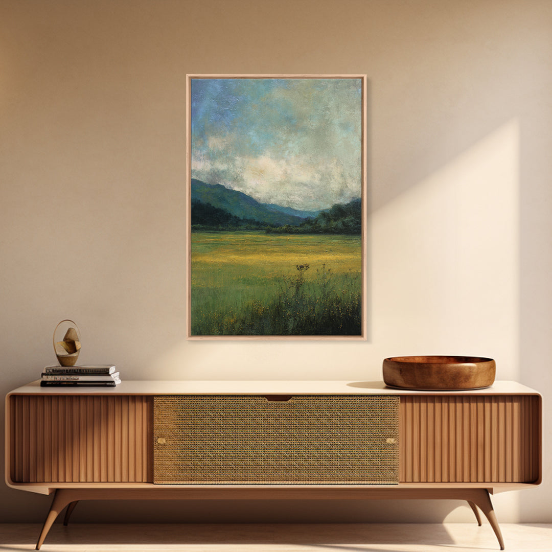 Quiet Meadow Landscape Framed Canvas Print, Living Room Art, Printable, Living Room Decor, Oil Painting, Living, Printable Art, LIR-2x3-55