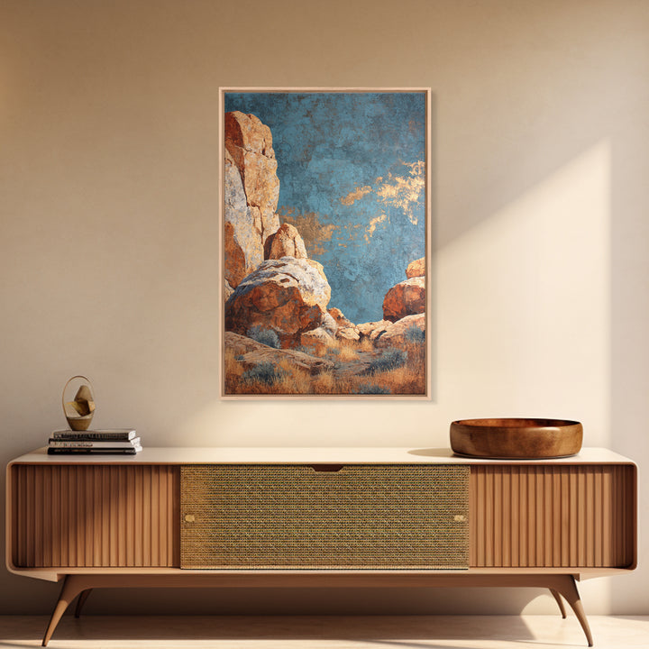 Earthy Desert Landscape Framed Canvas Print, Living Room Art, Apartment Decor, Living Room Decor, Oil Painting, Living, LIR-2x3-68