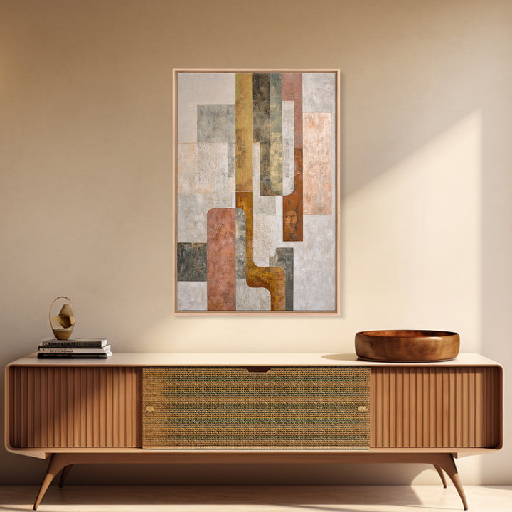 Mid Century Geometric Artwork Framed Canvas Print, Living Room Art, Bedroom Decor, Living Room Decor, Fine Art, Living, LIR-2x3-88