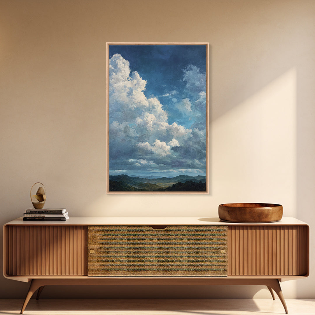 Large Cloudscape with Gentle Movement Canvas Print, Living Room Art, Boho Wall Art, Living Room Decor, Fine Art, Living, LIR-2x3-99