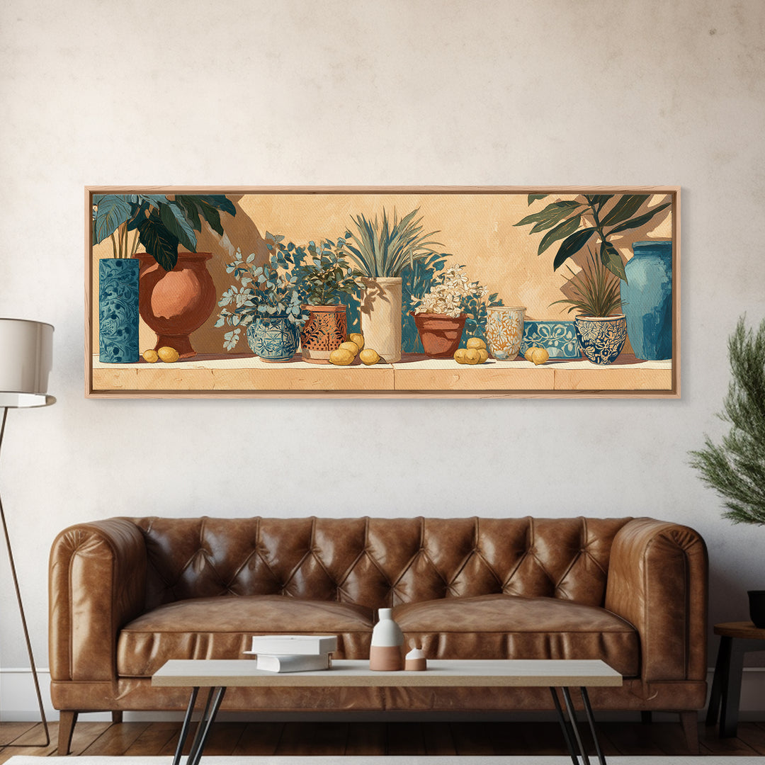 Warm Mediterranean Lemon Still Life Framed Canvas Print, Living Room Art, Art Print, Living Room Decor, Fine Art, Living, LIR-3x1-10