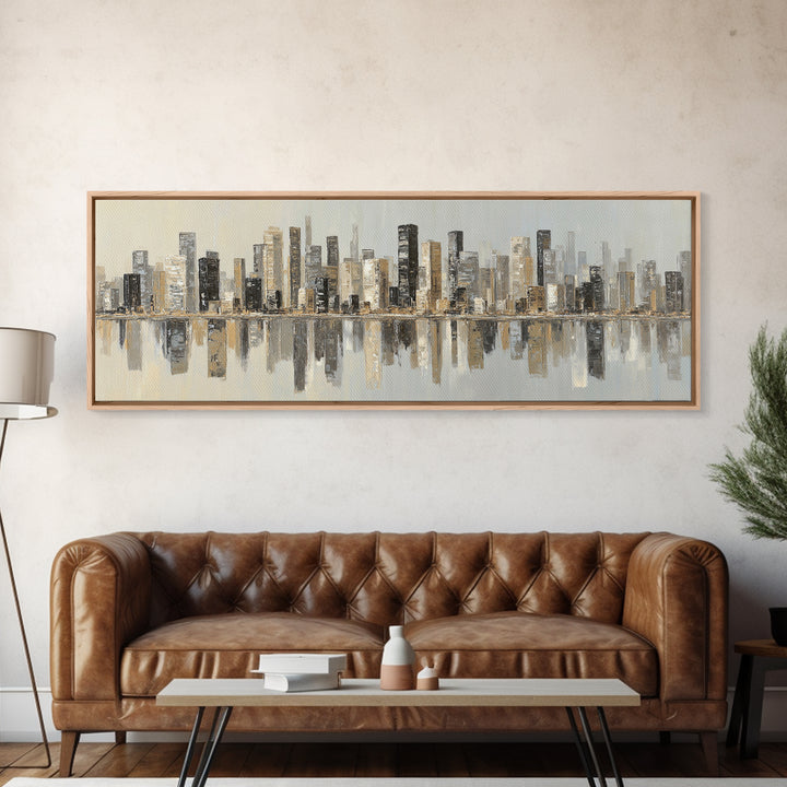 Modern City Skyline Canvas Print, Living Room Art, Modern Decor, Living Room Decor, Abstract Art, Living, Wall Decor, LIR-3x1-14