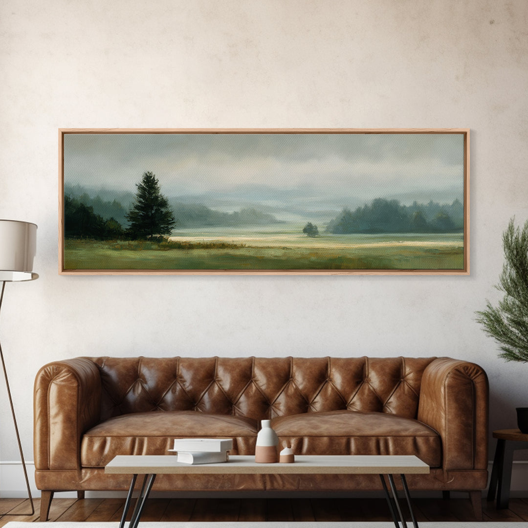 Quiet Meadow Landscape Framed Canvas Print, Living Room Art, Gallery Decor, Living Room Decor, Fine Art, Living, Wall Art, LIR-3x1-15