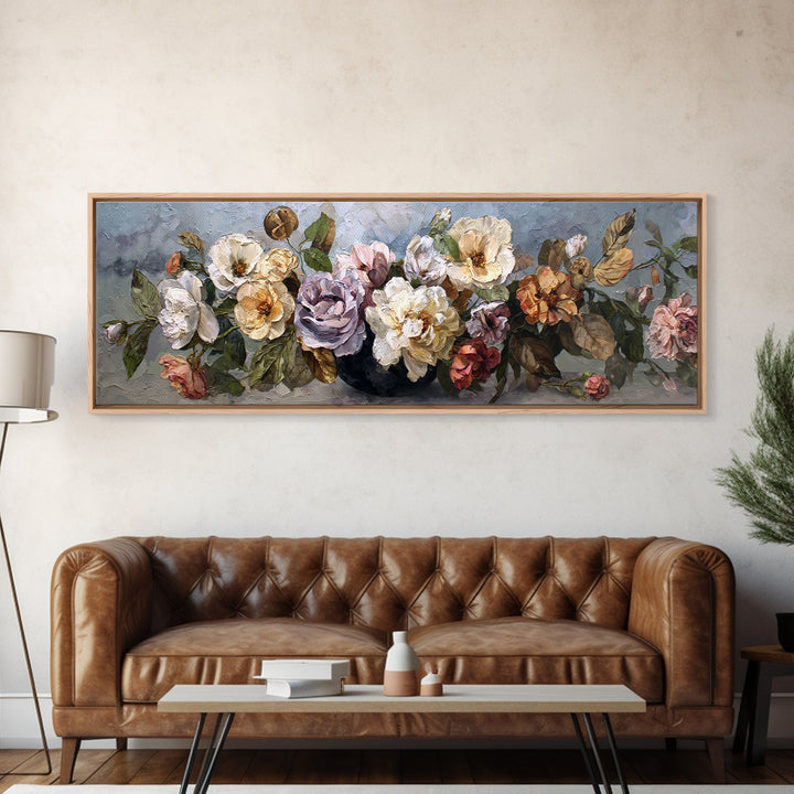 Botanical Vase Painting Framed Canvas Print, Living Room Art, Large Wall Art, Living Room Decor, Watercolor Art, Living, LIR-3x1-18