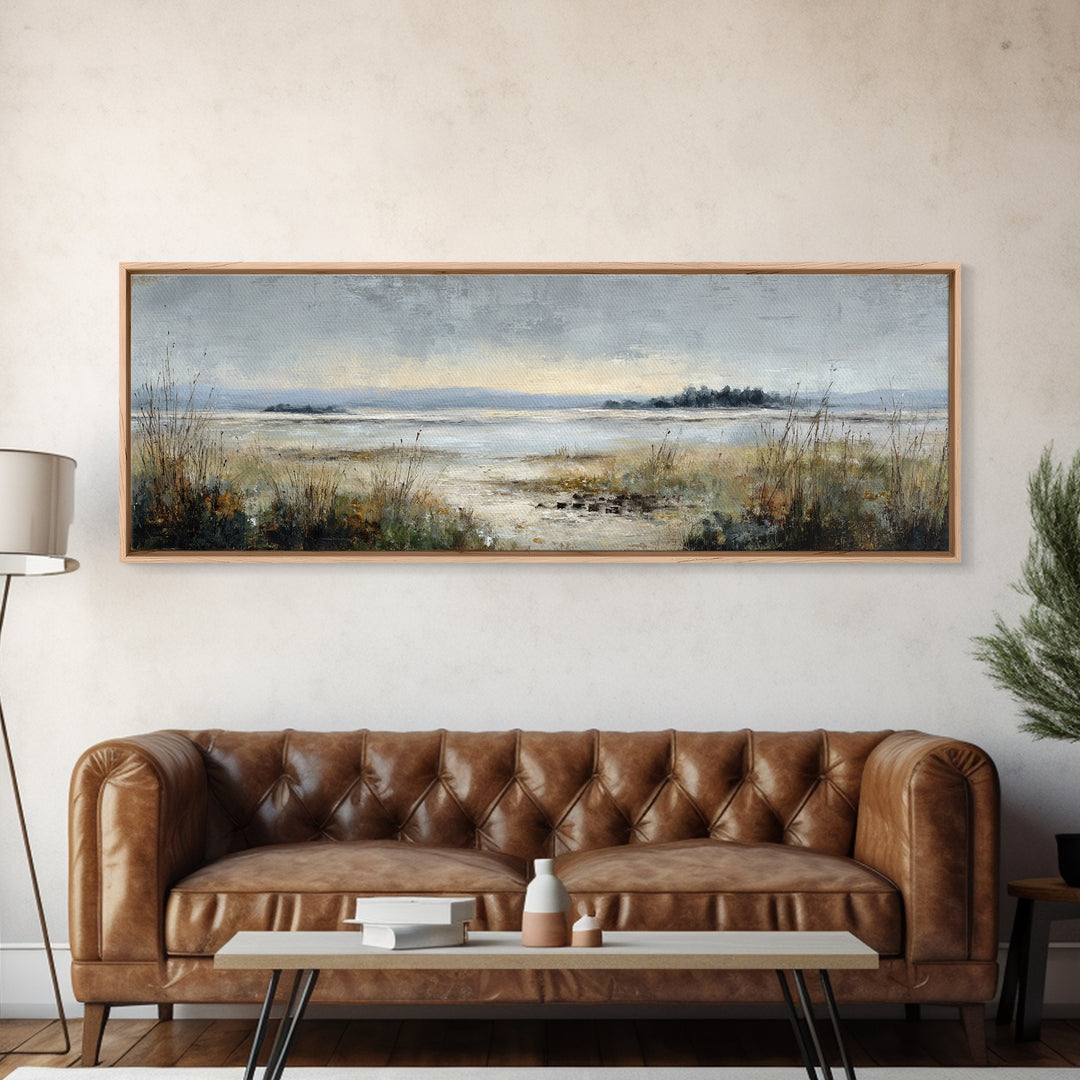 Modern Landscape with Expansive Calm Sky Canvas Print, Living Room Art, Luxury Decor, Living Room Decor, Fine Art, Living, LIR-3x1-19