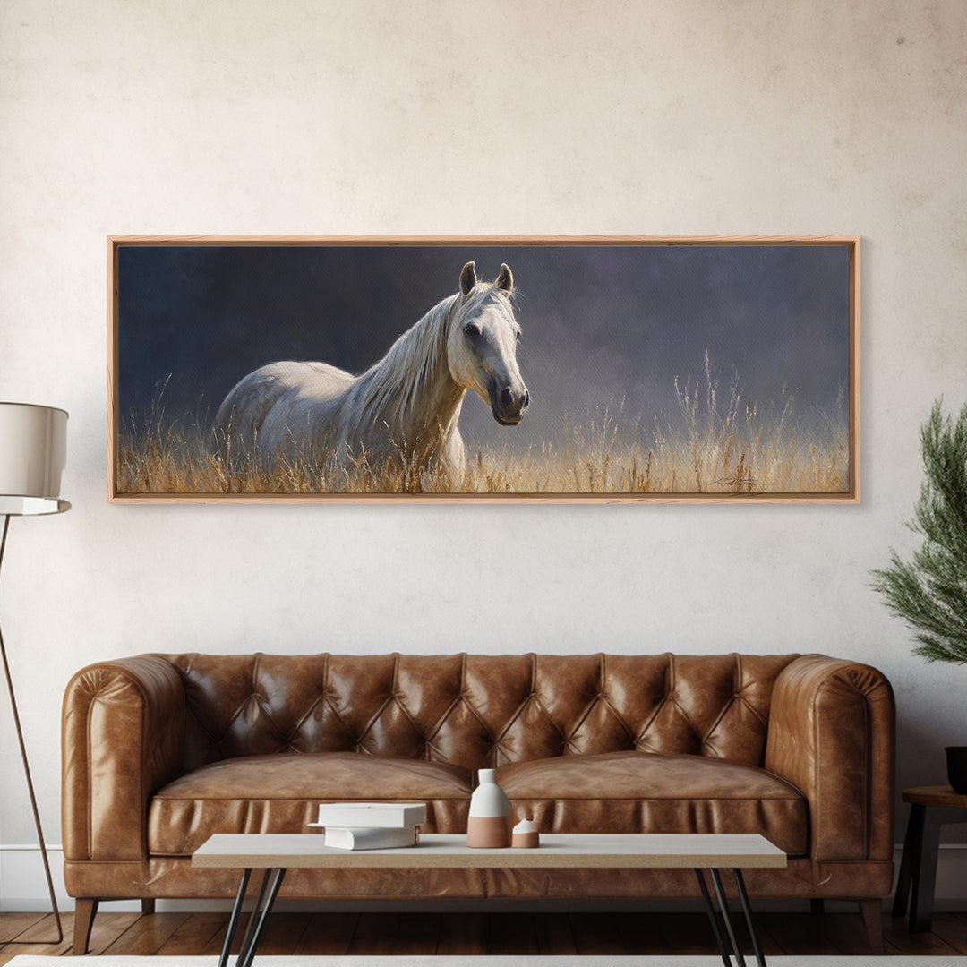 Contemporary Horse Portrait Framed Canvas Print, Living Room Art, Mid Century Modern, Living Room Decor, Oil Painting, Living, LIR-3x1-2