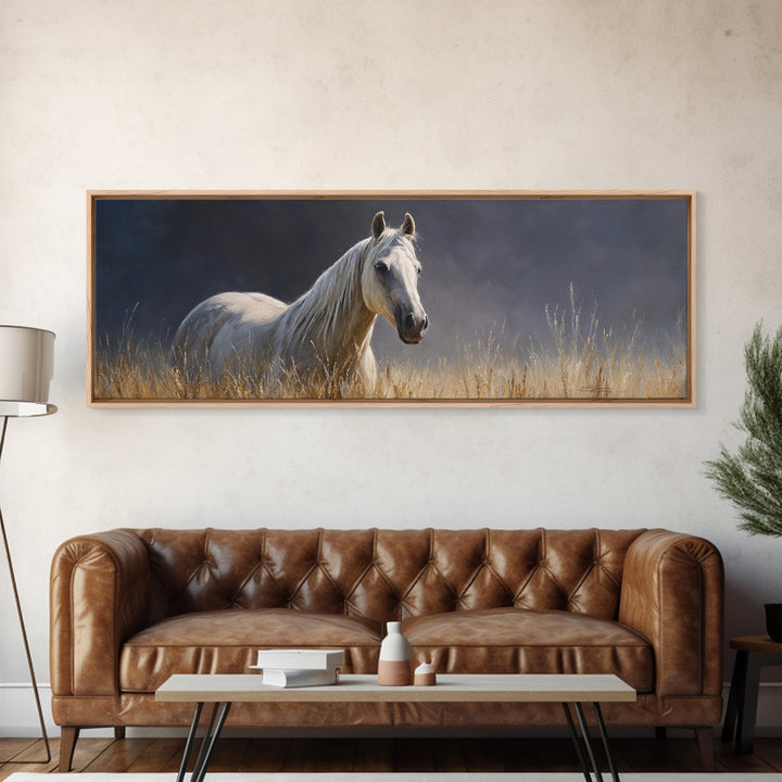 Contemporary Horse Portrait Framed Canvas Print, Living Room Art, Mid Century Modern, Living Room Decor, Oil Painting, Living, LIR-3x1-2