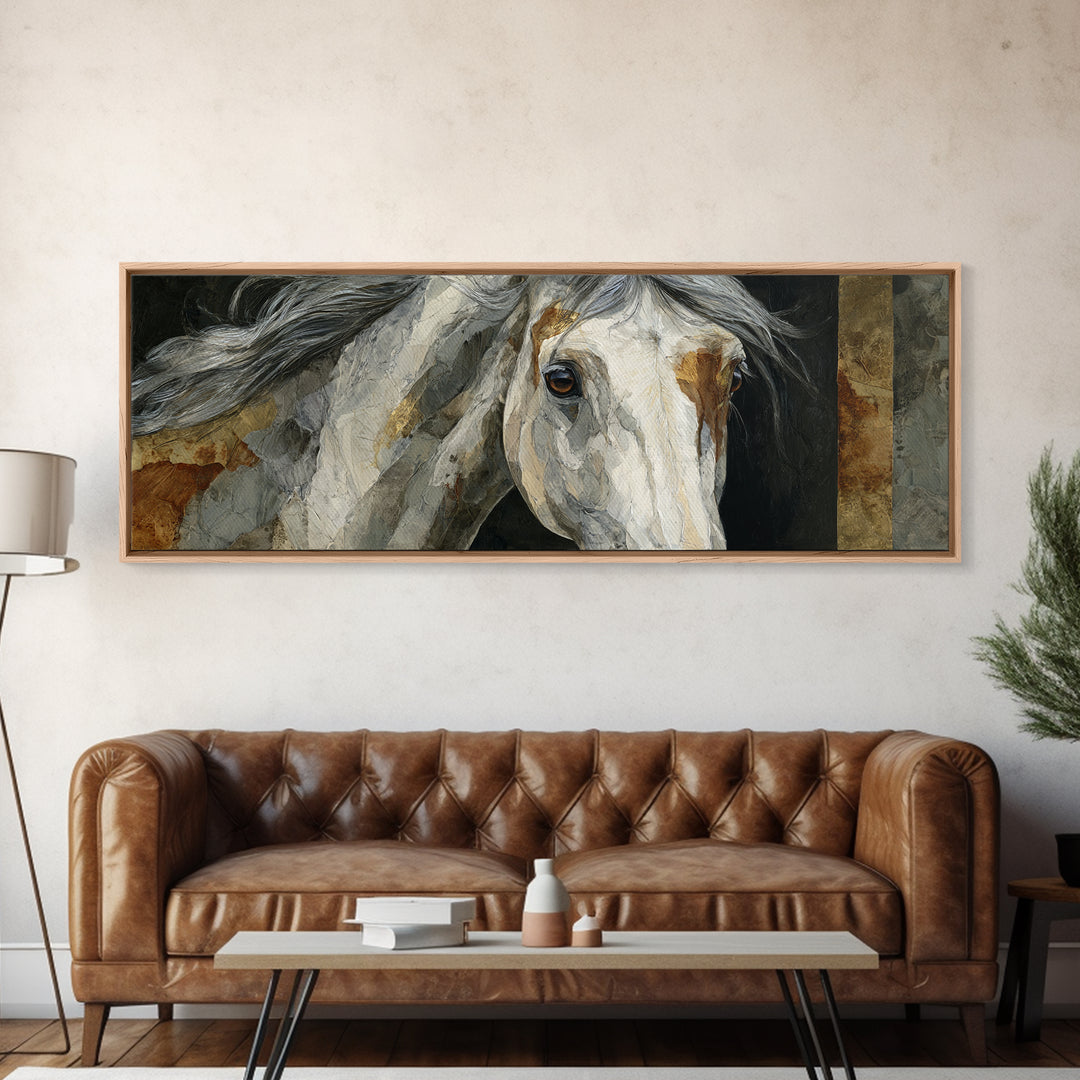 Contemporary Horse Portrait Canvas Print, Living Room Art, Abstract Art, Living Room Decor, Living, Living Room Wall Art, LIR-3x1-26