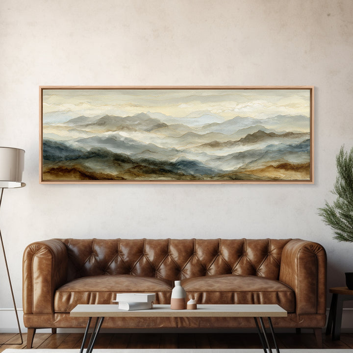 Classic Mountain Panorama for Cozy Interiors Canvas Print, Living Room Art, 3 Piece Wall Art, Living Room Decor, Living, LIR-3x1-32