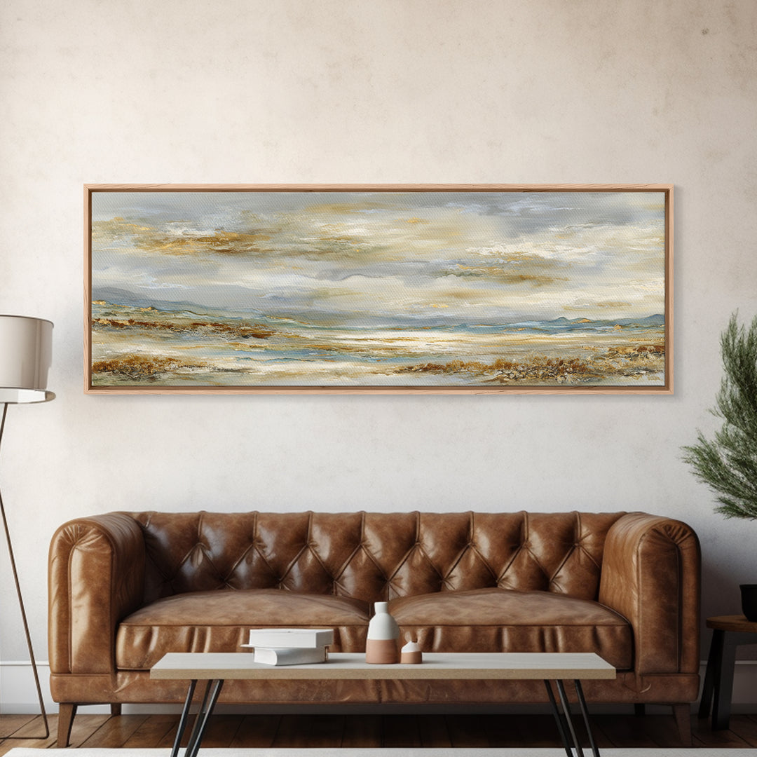 Large Cloudscape with Gentle Movement Canvas Print, Living Room Art, Minimalist Decor, Living Room Decor, Fine Art, Living, LIR-3x1-35