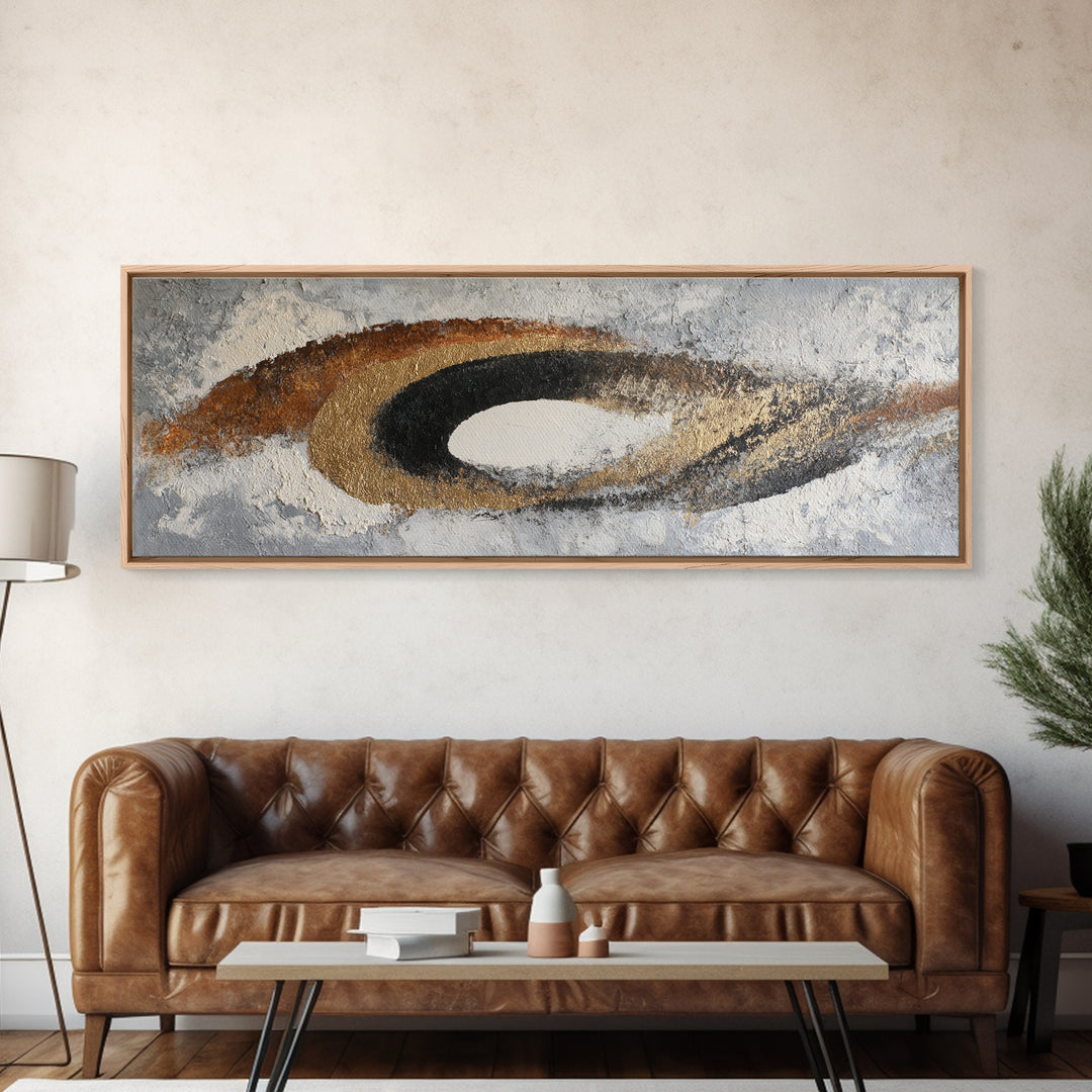 Monochrome Stone Texture Abstraction Framed Canvas Print, Living Room Art, Abstract Wall Art, Living Room Decor, Abstract Art, LIR-3x1-37