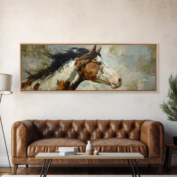 Contemporary Horse Portrait Canvas Print, Living Room Art, Abstract Art, Living Room Decor, Living, Living Room Wall Art, LIR-3x1-50
