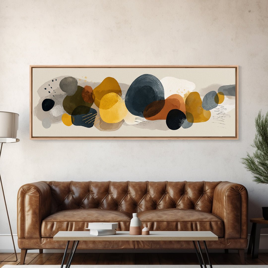 Abstract Organic Shapes Framed Canvas Print, Living Room Art, Statement Artwork, Living Room Decor, Abstract Art, Living, LIR-3x1-7